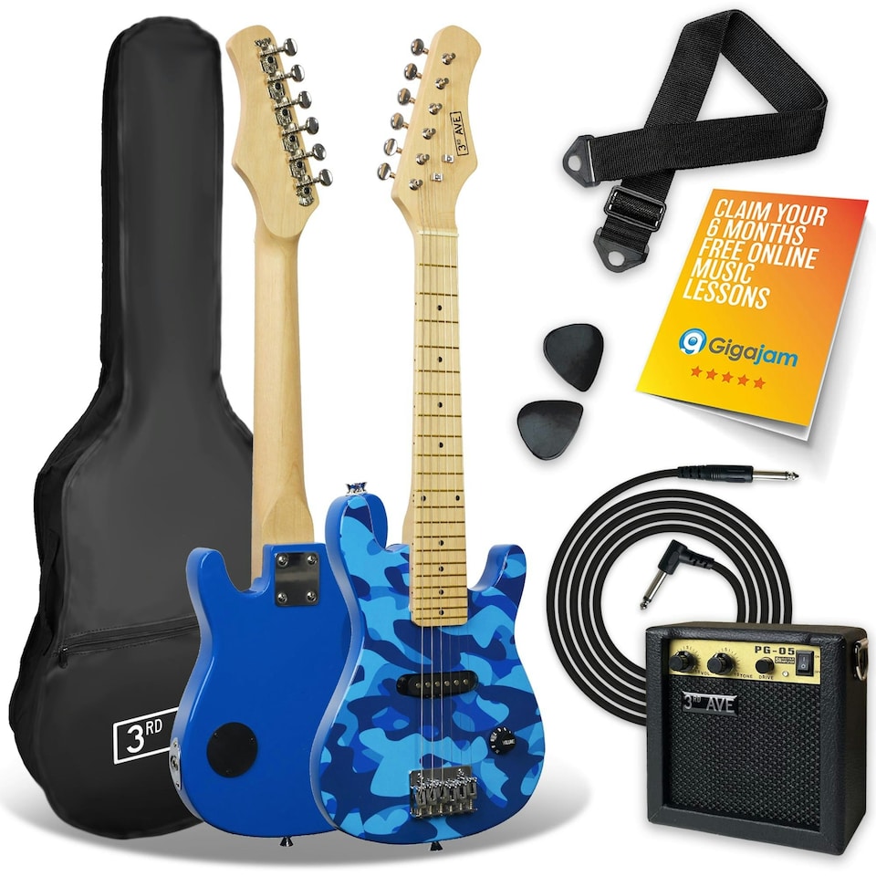 image 1 of 3rd Avenue Junior Electric Guitar Pack with Mini Amp Blue
