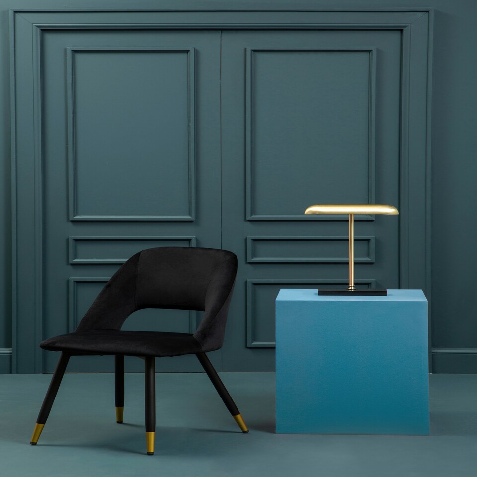 image 1 of Interiors by Premier Black Velvet Dining Chair, Velvet Upholstered Accent Dining Table Chair, Tapered Back Living Room Chair Black