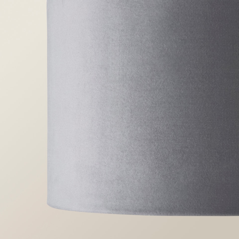 image 1 of ValueLights Reni Small Grey Velvet Chrome Inner Lamp Shade | Grey