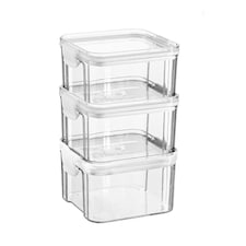 Argon Tableware 3x Food Storage Containers - 460ml - White Reusable Airtight Stackable Meal Prep Lunch Box with Clip-Lock Lid