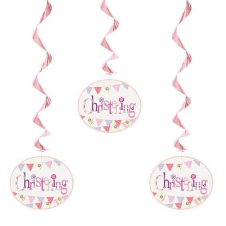 Christening Pink Hanging Decorations Pack Of 3