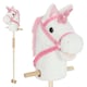 image 1 of AIYAPLAY Stick Horse w Wood Wheels, Pony Neighing, Galloping Sounds White