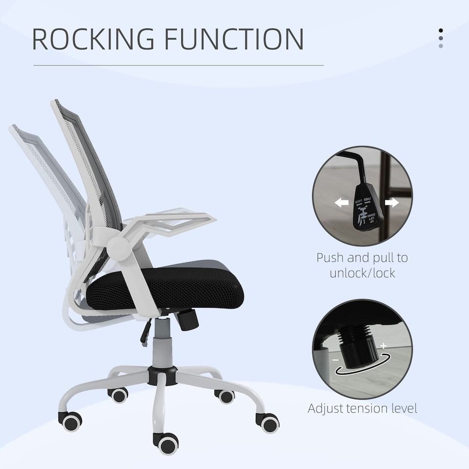 image 1 of Vinsetto Mesh Swivel Office Chair w/ Lumbar Support, Black and White