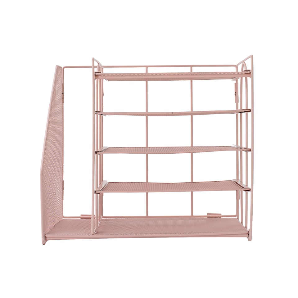 image 1 of Living and Home 5-Tier Desktop Organiser with Vertical File Sorter | Pink