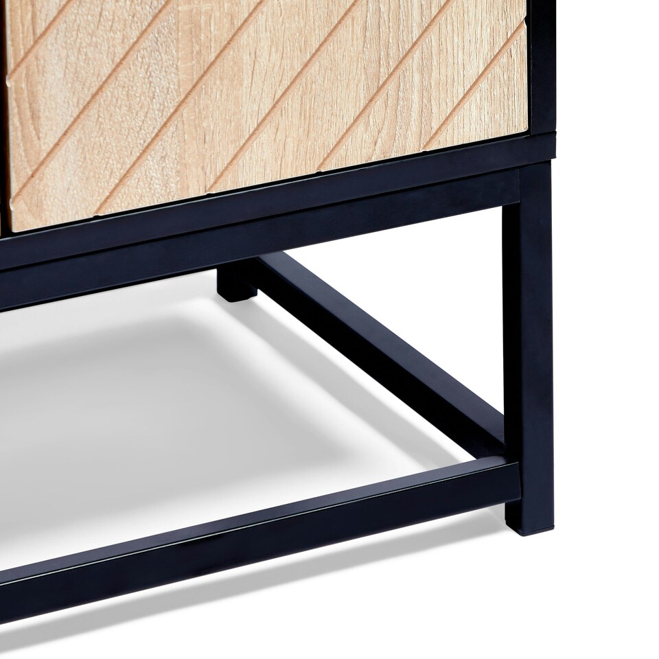 image 1 of VonHaus Industrial Sideboard Storage Cabinet, 4 Doors & 4 Shelves | Black