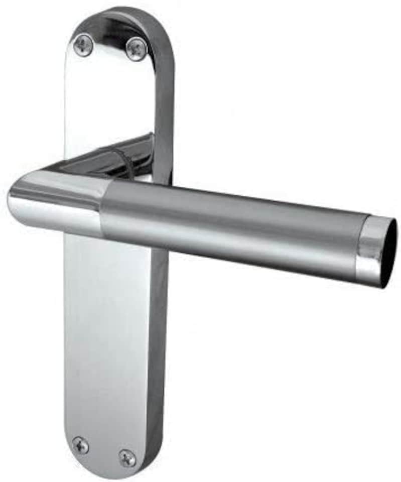Golden Grace Mitred Design Door Handles on Backplate in Duo Chrome Finish - 182mm x 45mm | Grey | 1 Set