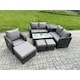 image 2 of Fimous 8 Seater Rattan Outdoor Garden Furniture Sofa Set Patio Table & Chairs Set with Side Table 3 Footstools Dark Grey Mixed