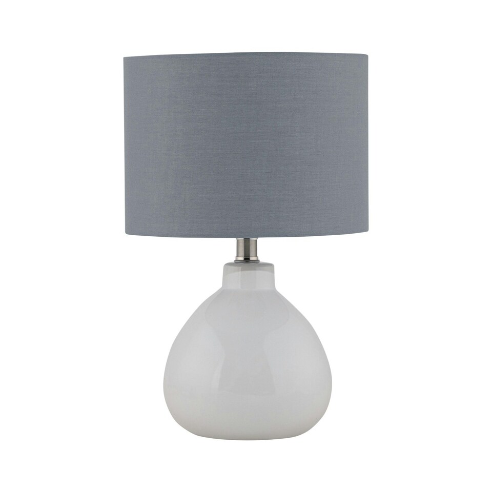 image 1 of First Choice Lighting Tuscan White Ceramic Lamp with Grey Shade White | Grey