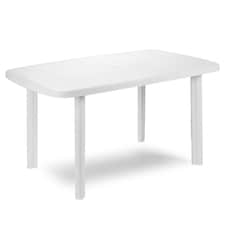 Plastic Large Outdoor Dining Garden Table | White | 1