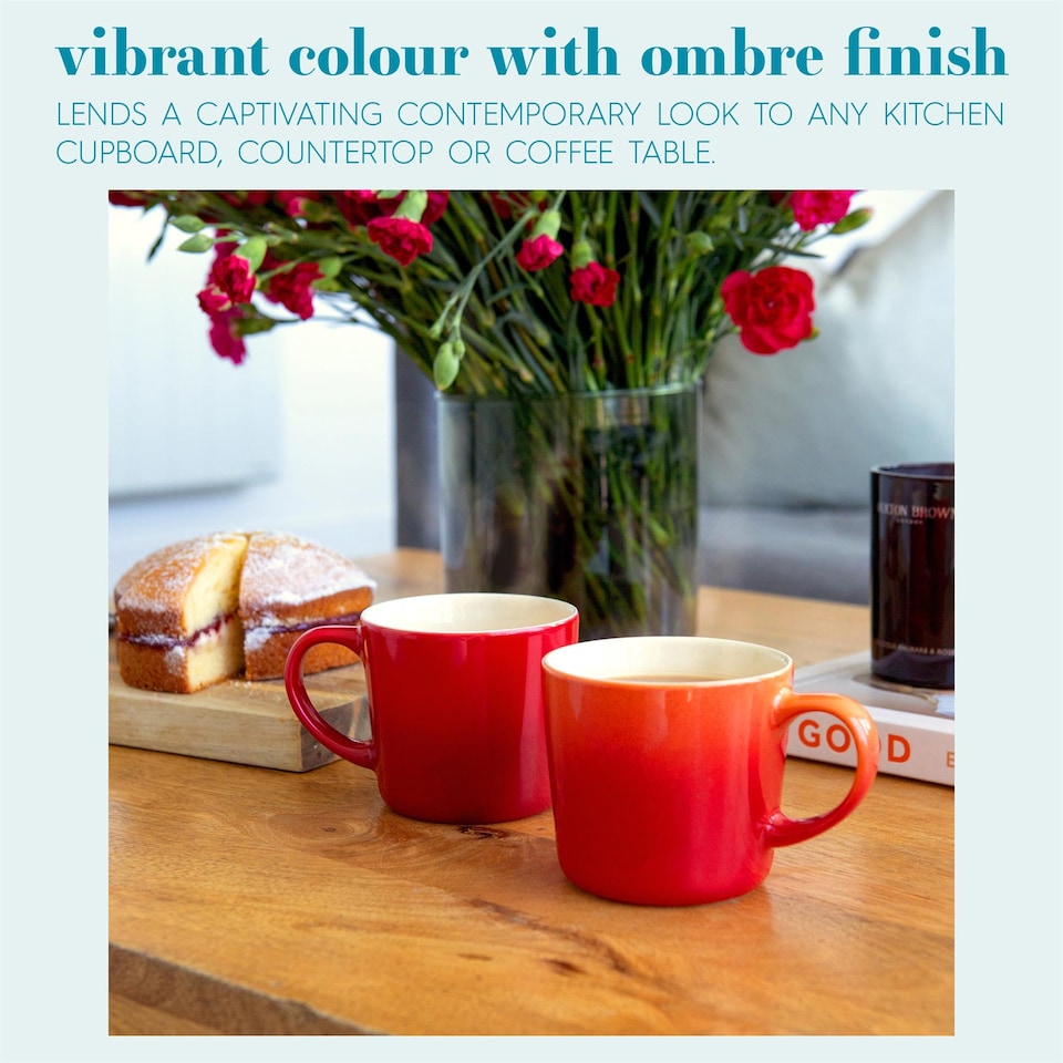 image 1 of Argon Tableware New Bone China Mugs - 330ml - Red Ombre - Pack of 4 | Red | Red | 4