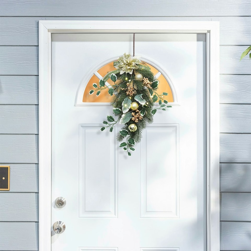 image 1 of Living and Home Christmas Swag with LED Lights for Holiday Decor