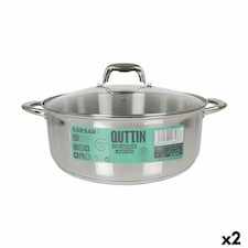 Casserole with glass lid Quttin Caesar Steel ø 32 x 12,5 cm (2 Units) N/A