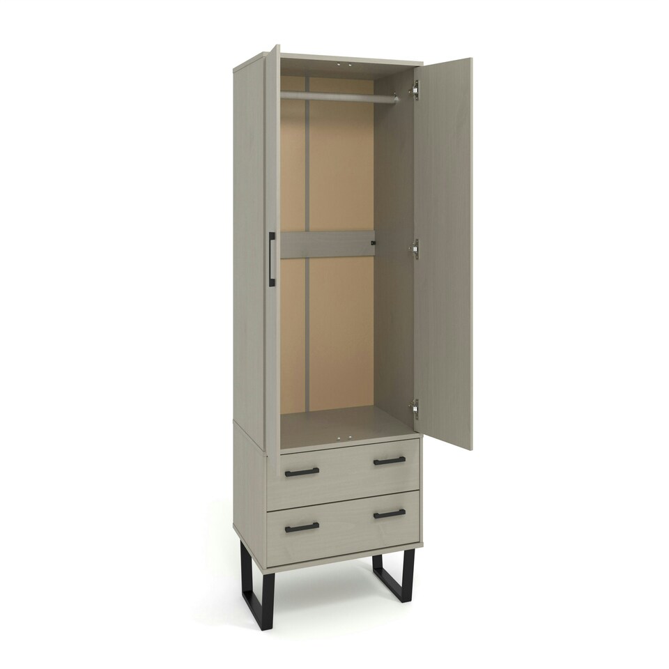 image 1 of Core Products Texas, 2 Door, 2 Drawer Wardrobe H176cm x W76.5cm x L53cm Grey