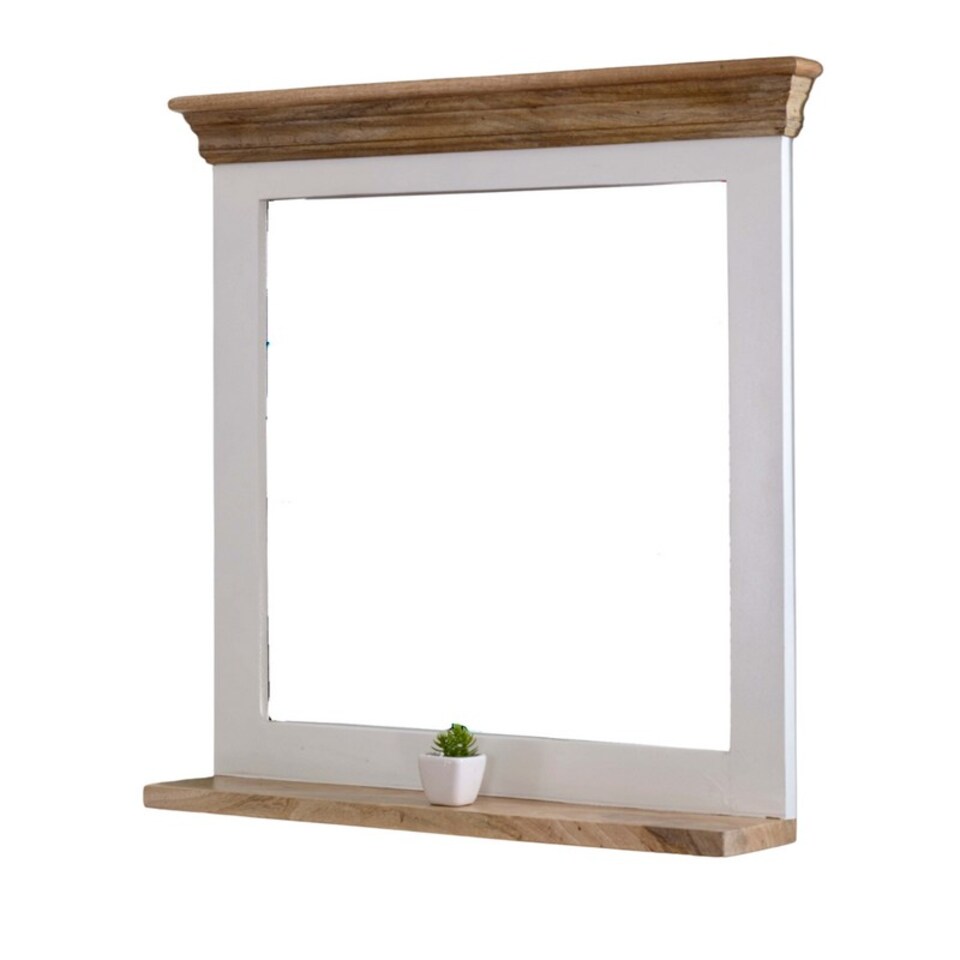 image 1 of Alfie Framed Mirror with Shelf - Mango Wood - L80 x W73 x H16 cm