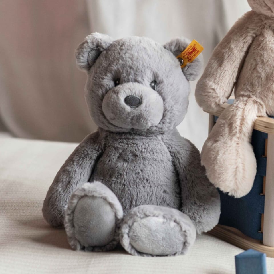 Steiff Grey Bearzy Teddy Bear, Soft Toy, 28cm - Tesco Groceries