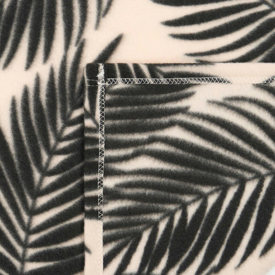 image 1 of OHS Leaf Ultra Soft Polar Throw Blanket, 120x150cm - Natural