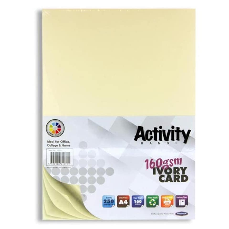 image 1 of Pack of 250 Sheets A4 Ivory 160gsm Card by Premier Activity