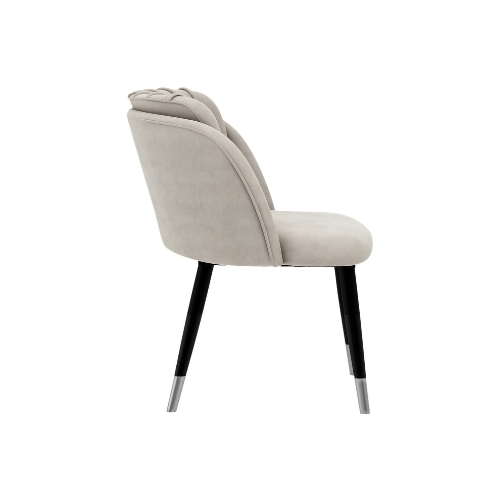 image 1 of Set of 2 Milano Velvet Dining Chairs with Stylish Ribbed Back Design, Black Metal Legs with Silver Tips Grey | Silver End Tips
