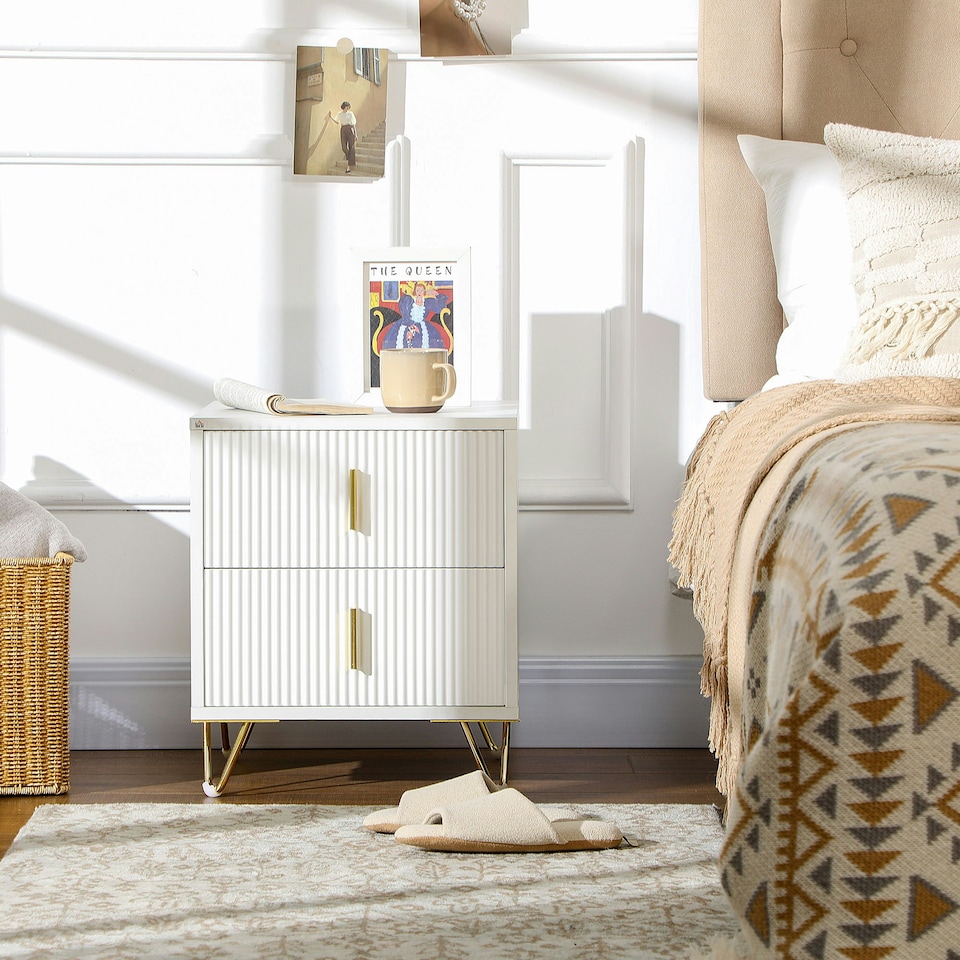 image 1 of HOMCOM 2 Drawer Dresser, Chest of Drawers Storage Cabinet, White