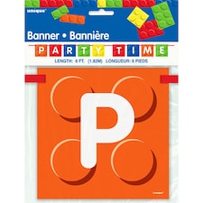 Unique Party 6 Feet Building Blocks Birthday Block Flag Banner - Multicoloured - One Size