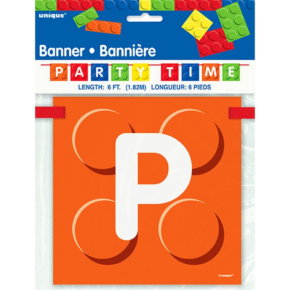 Unique Party 6 Feet Building Blocks Birthday Block Flag Banner - Multicoloured - One Size