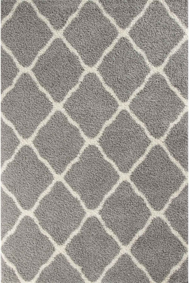 image 1 of The Rugs Moroccan Collection Soft High Pile Shaggy Lattice Floor Rugs and Runners Living Room