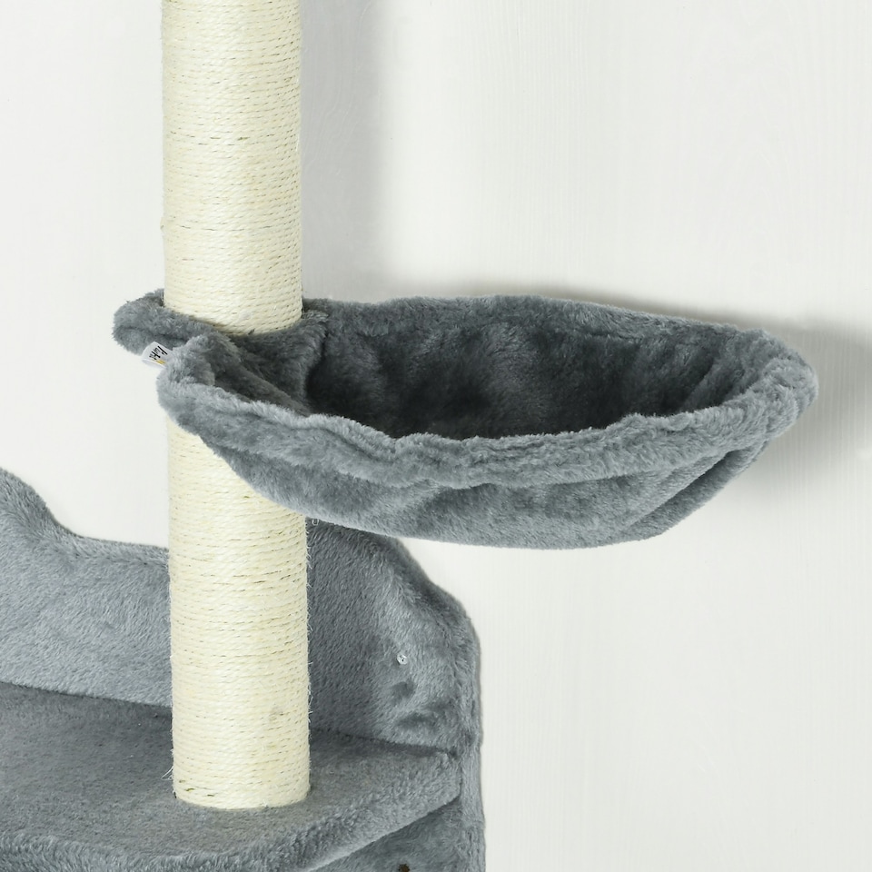 image 1 of PawHut 4pc Cat Shelves Cat Wall Furniture with Steps Scratching Post Grey