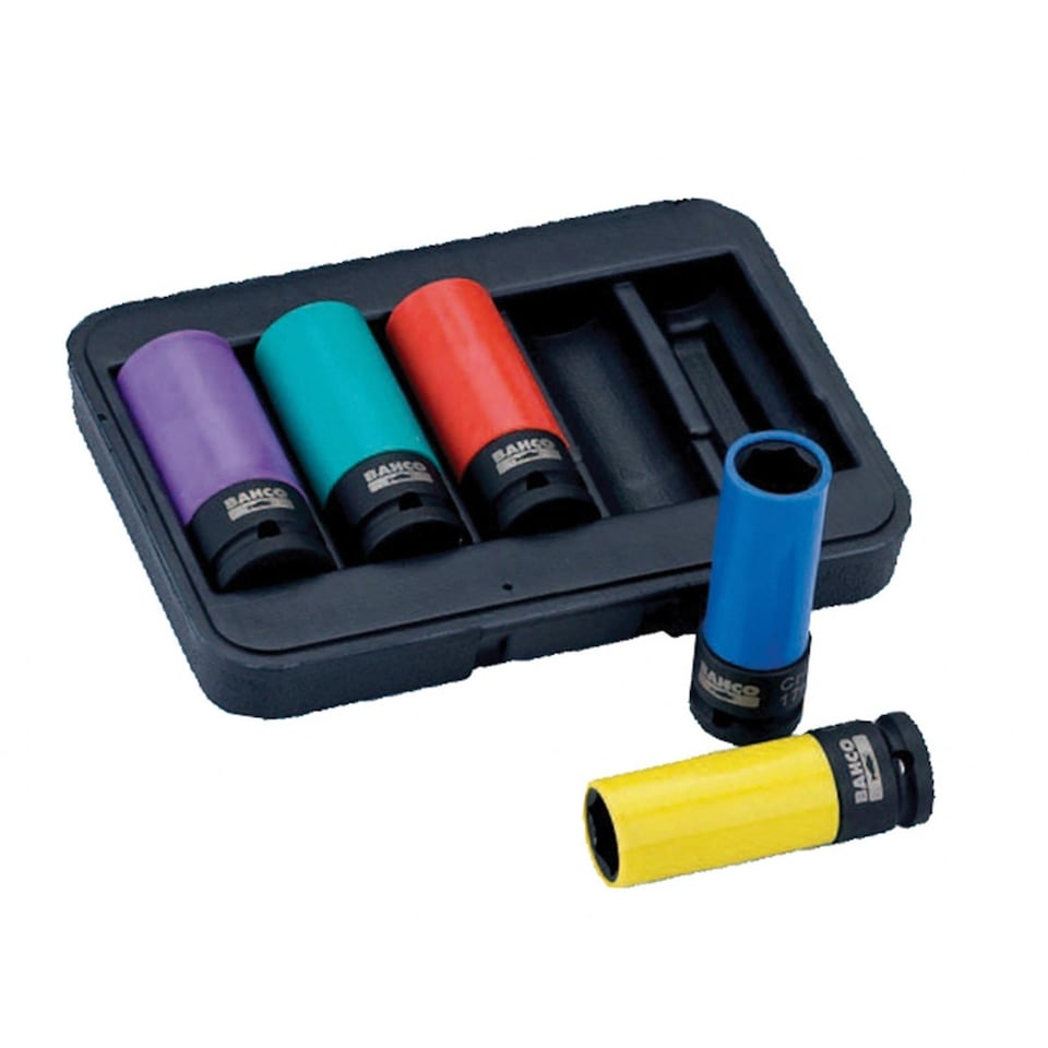 Bahco Bwss12p5 1/2in Drive Impact Wheel Socket Set, 5 Piece | Multi | Multi Colour | One Size | 1