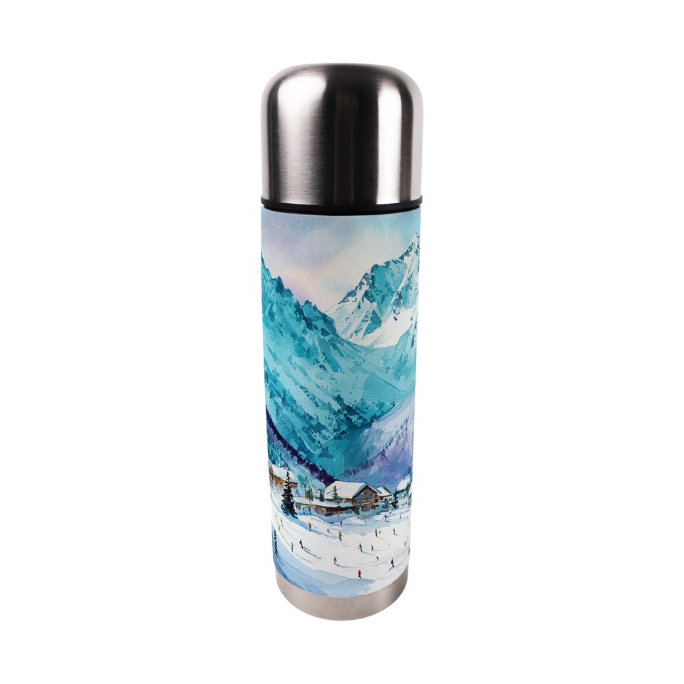 image 1 of Snowy Mountain Large Reusable Thermal Flask