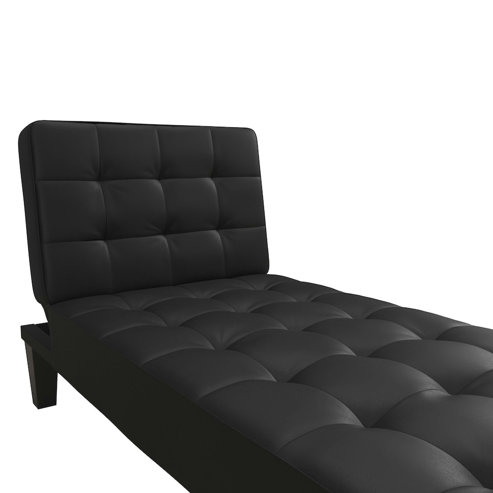 image 1 of Adalynn Chaise Lounger Black Faux Leather Black | BLACK FAUX LEATHER