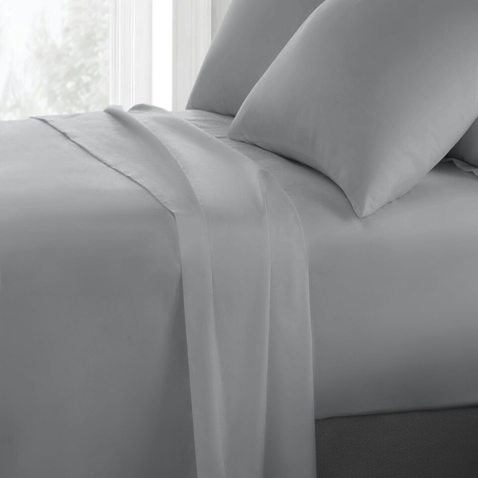 Sweet Dreams 200 Thread Count Percale Cotton Flat Sheet Grey | Grey | Double