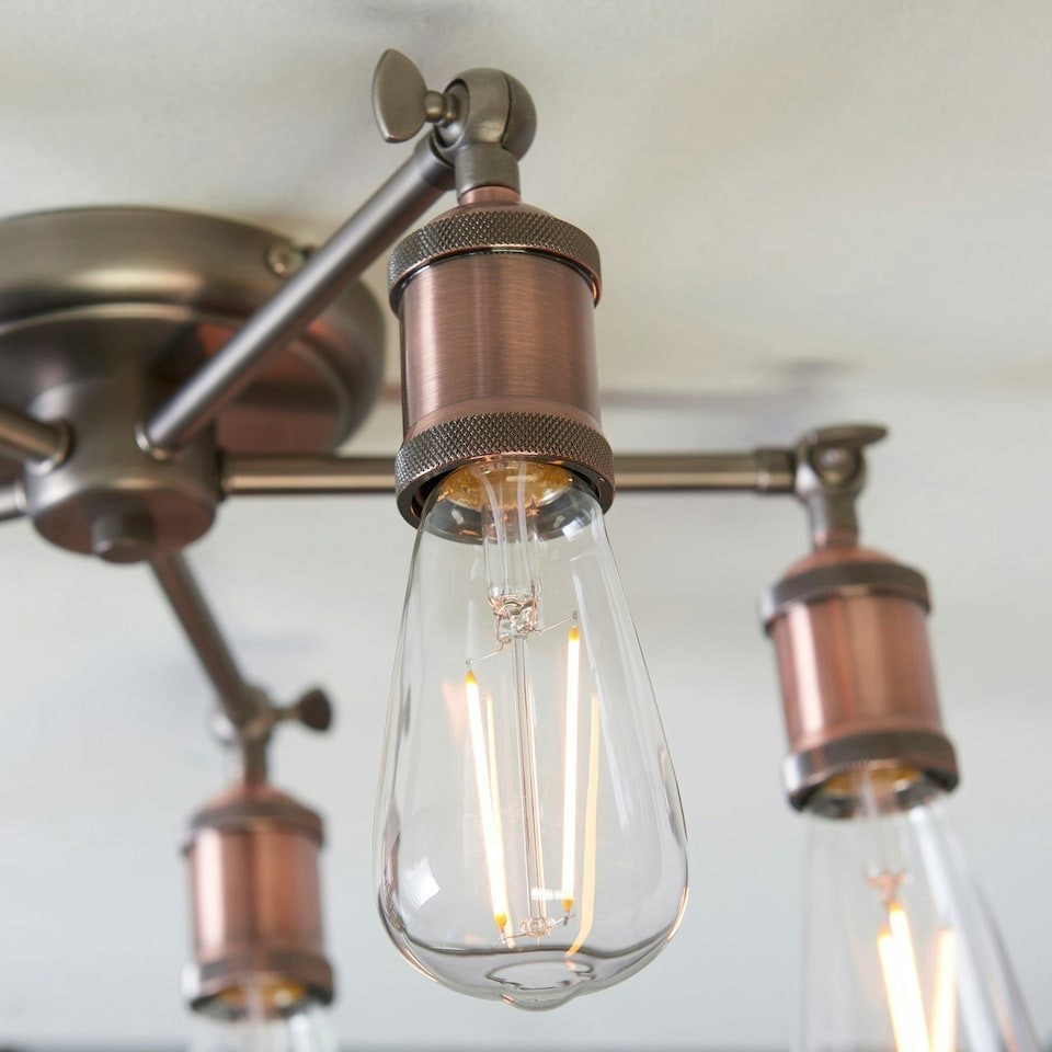 image 1 of Hal 5 Light Semi flush Aged Pewter, Aged Copper Plate, E27