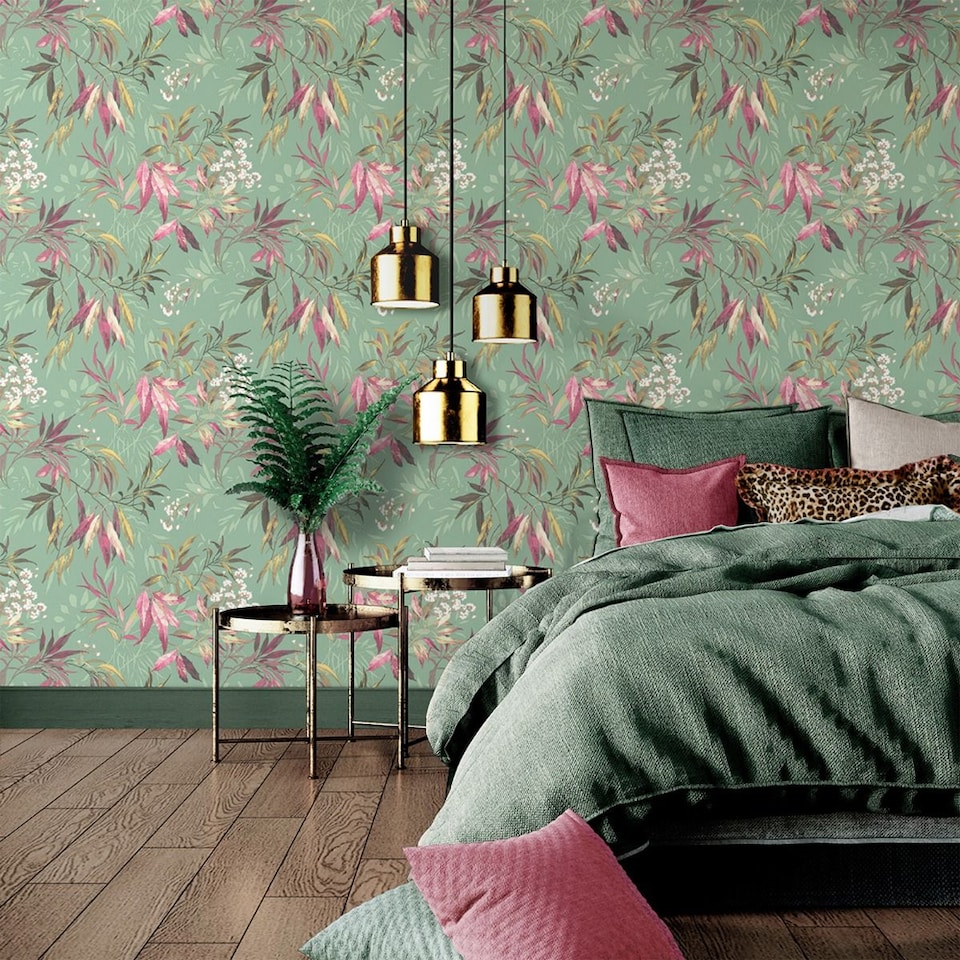 image 1 of Belgravia Kanata Leaf Wallpaper | Green | Sage Green | 1