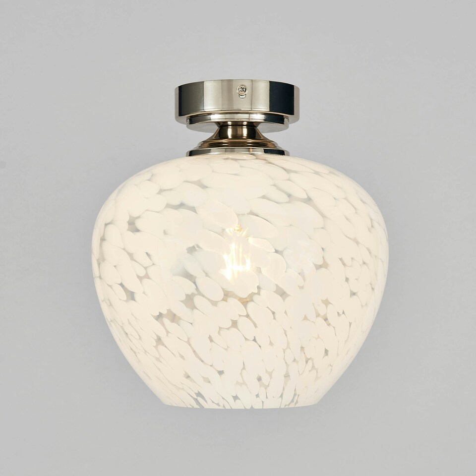 image 1 of BHS Agnes 1 Light Flush Ceiling Light, Nickel | Silver | Nickel | 1