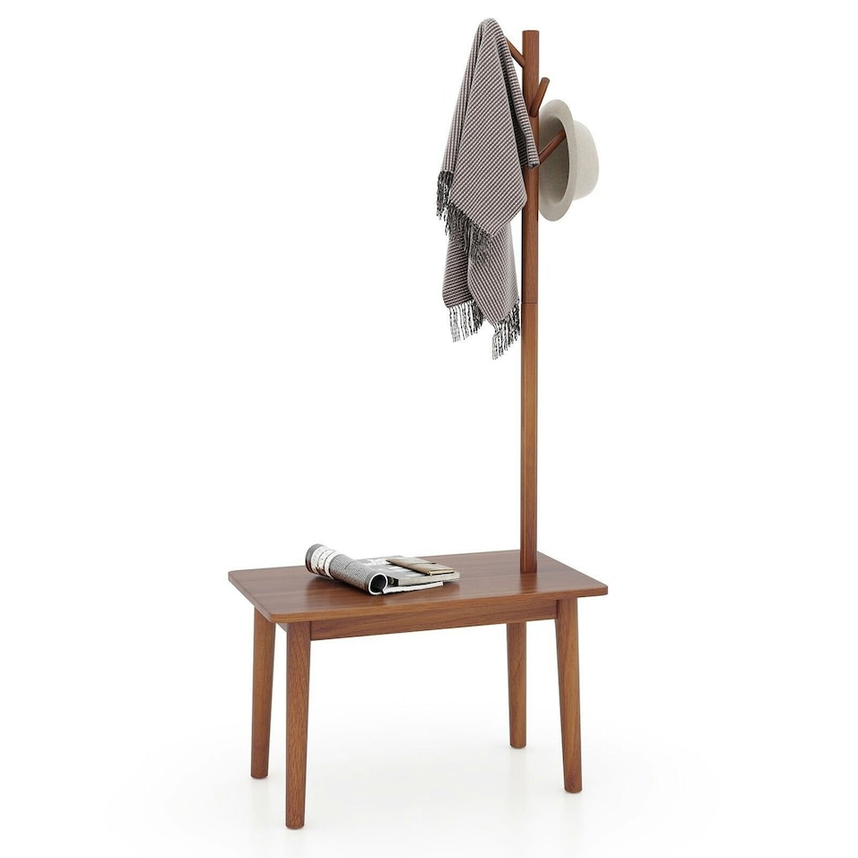 image 1 of COSTWAY Coat Tree 2-in-1 Freestanding Hanger Stand Coat Rack N/A | One Size
