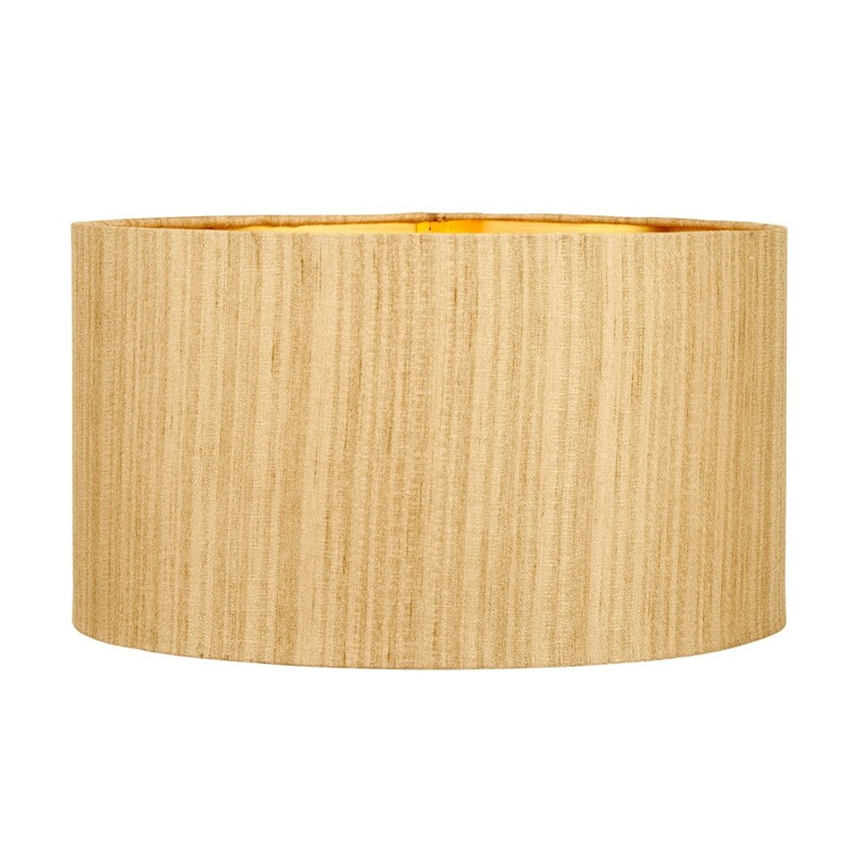 image 1 of 35cm Gold Slubbed Faux Silk Gold Lined Cylinder Lampshade for Table Lamps Gold