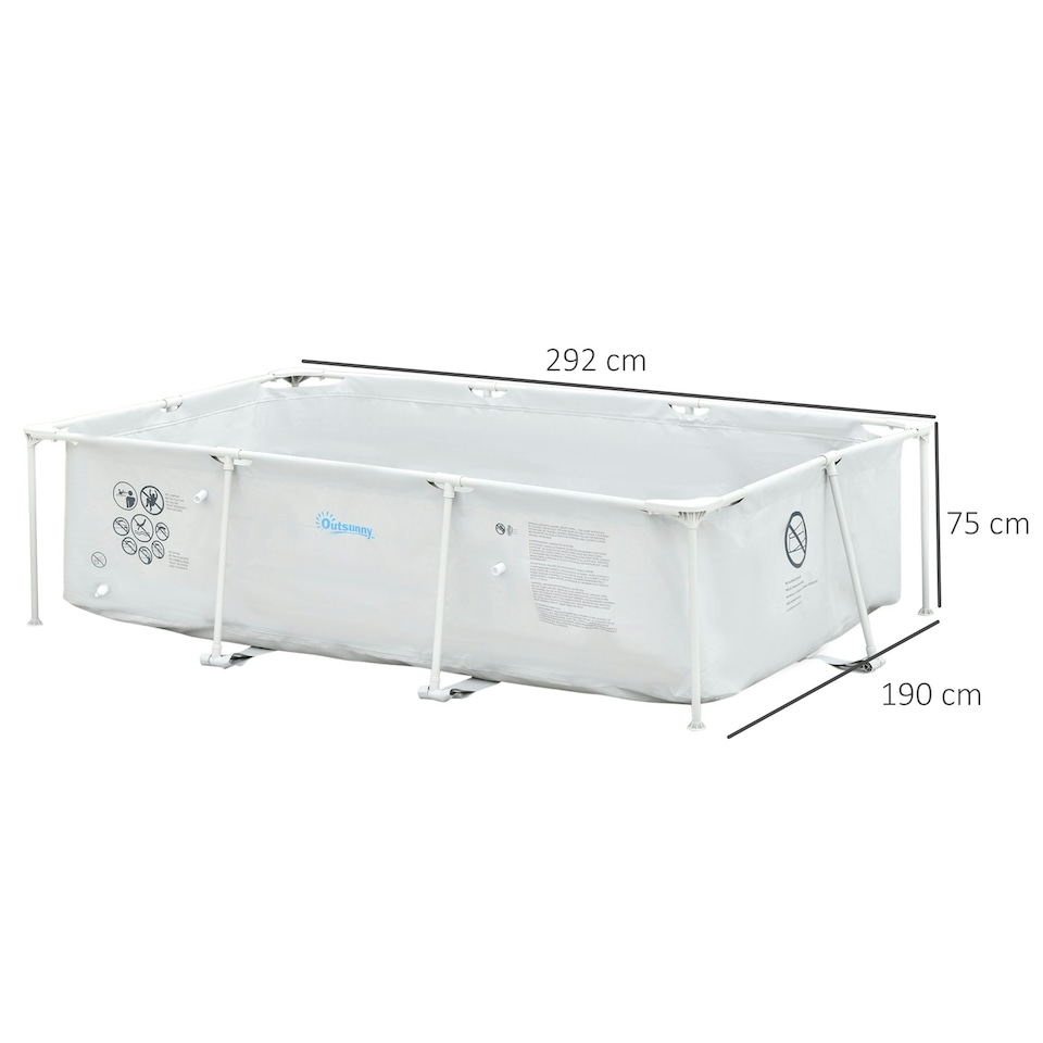 image 1 of Outsunny Steel Frame Swimming Pool w/ Filter Pump and Reinforced Sidewalls, Grey