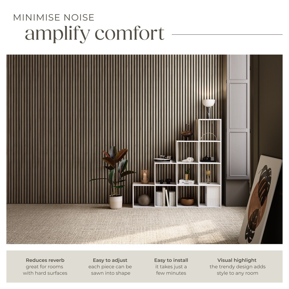 image 1 of Acoustic Wall Panels with Wood Veneer Slats, Thick Felt and Easy to Install | Brown | Dark oak | 120 x 60 x 120 cm | 2