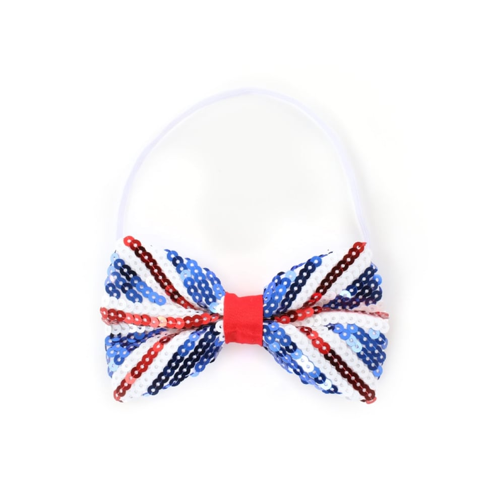 image 1 of Pack of 6 Union Jack Sequin Bowtie Red | One Size