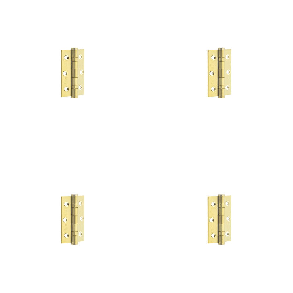4 PACK Premium Stainless Steel Grade 7 Ball Bearing Hinge 76x50mm with Satin Brass Finish - Door Hinges