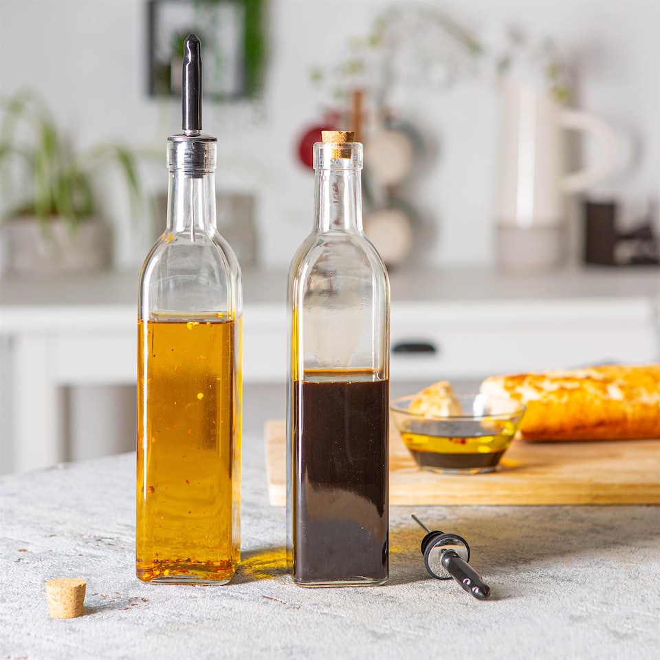 image 1 of Argon Tableware Olive Oil Pourer Bottle with Cork Lid - 500ml