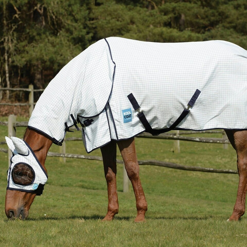image 1 of Kool Coat Classic III Combo Neck Horse Turnout Rug - White/Navy - 6´