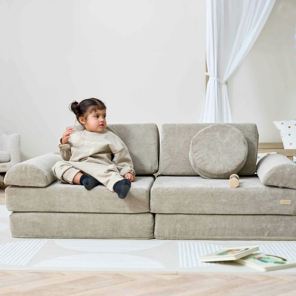 image 1 of Tutti Bambini Playrama Montessori Kids Play  Sofa - Mushroom | Brown | Two Seater