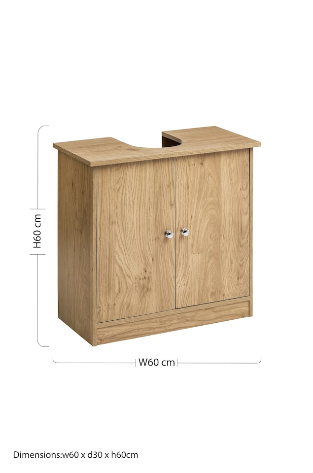 image 1 of Portland Oak Veneer Under Sink Cabinet | Cream