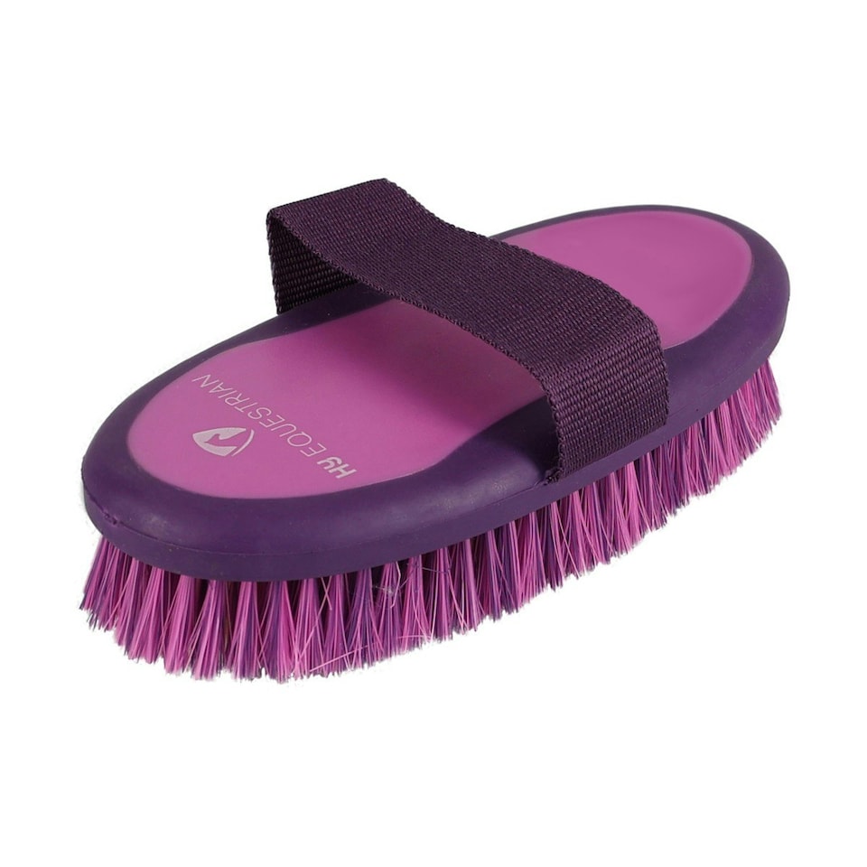HySHINE Pro Groom Sponge Horse Body Brush - Purple/Pink - 20cm x 9.5cm