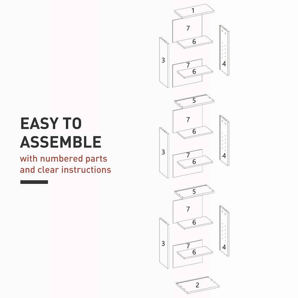image 1 of HOMCOM 260 CD120 DVD Storage Unit, Blu-ray Media Storage Shelf with 9 Compartments and 6 Adjustable Shelves, CD Tower for Living Room, Bedroom, Office, White | White