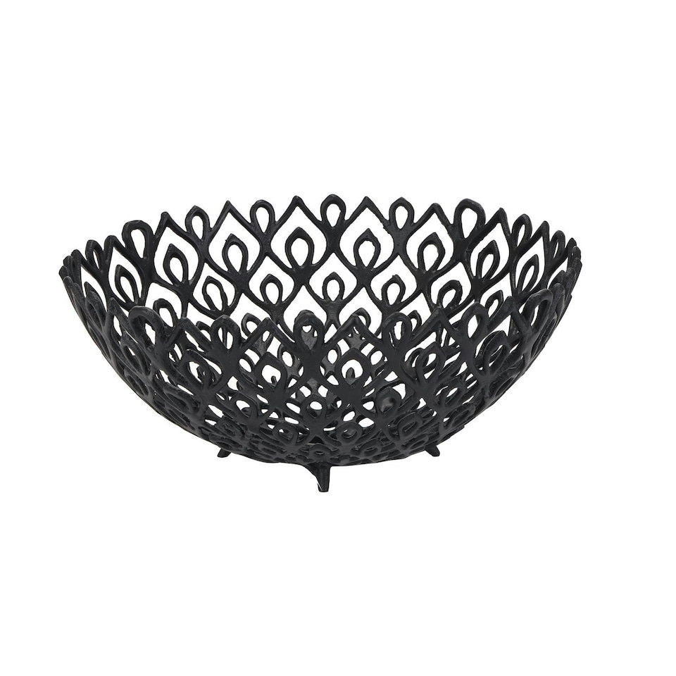 image 1 of Hill Interiors Cast Lattice Bowl - Black - 20cm x 47cm x 47cm