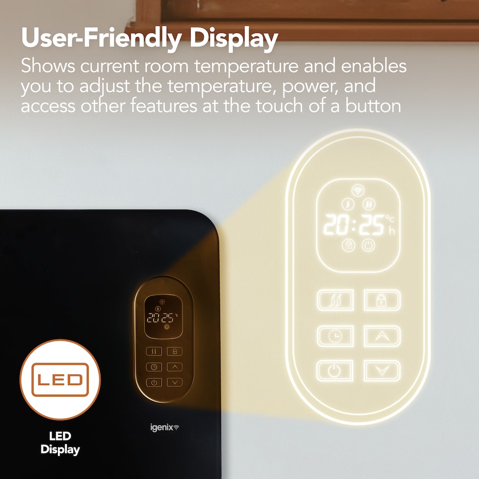 image 1 of Igenix IG9520BLWIFI Smart Electric Panel Heater, Black