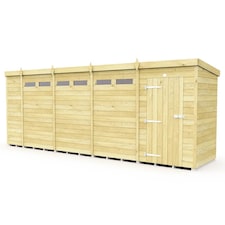 18 x 4 Feet Pent Security Shed - Single Door - Wood - L118 x W533 x H201 cm Brown