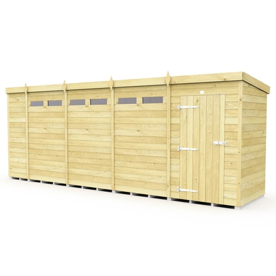 image 1 of 18 x 4 Feet Pent Security Shed - Single Door - Wood - L118 x W533 x H201 cm Brown